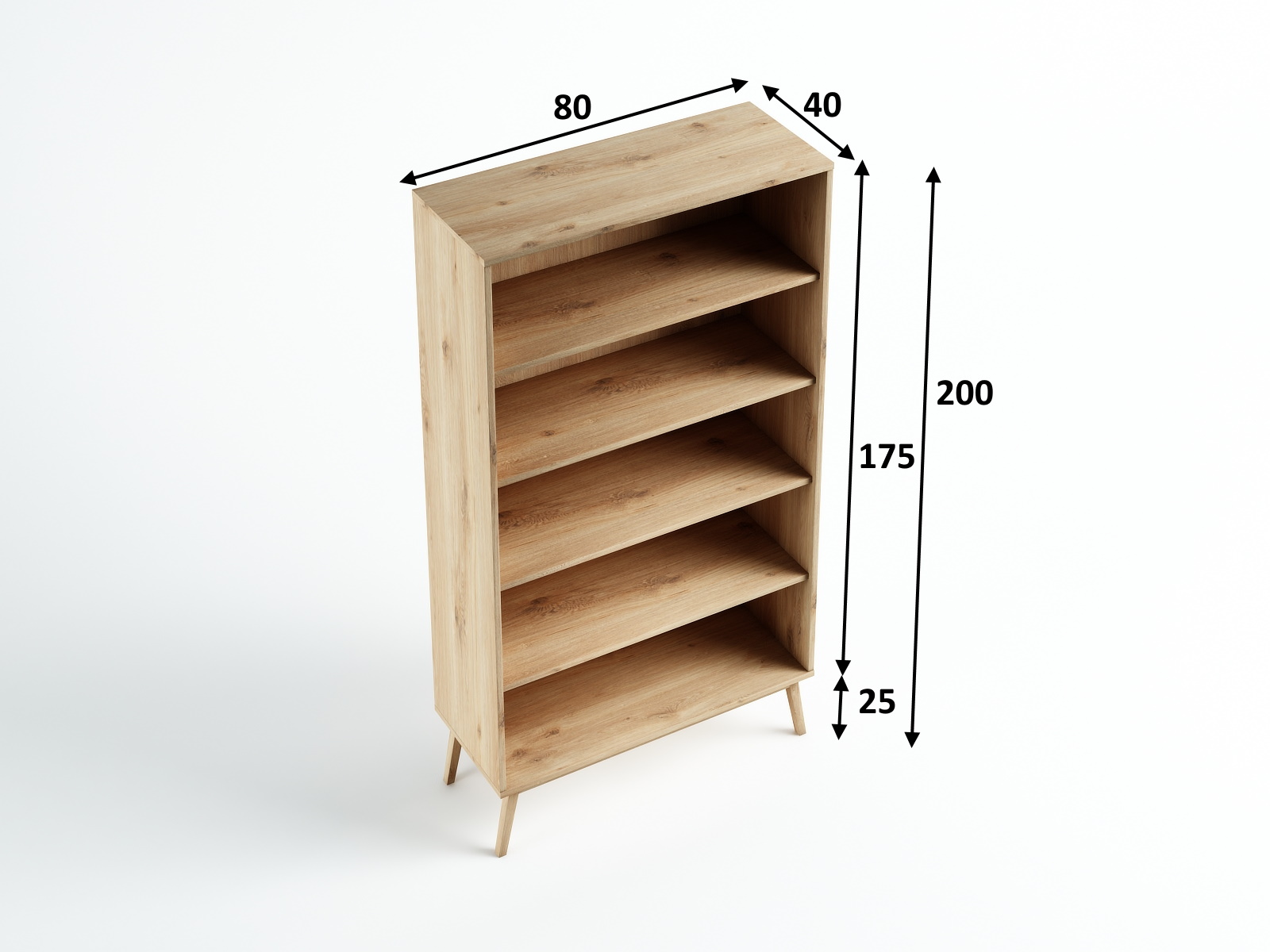 Regał 2 Madryt dziki dąb 80x200x45