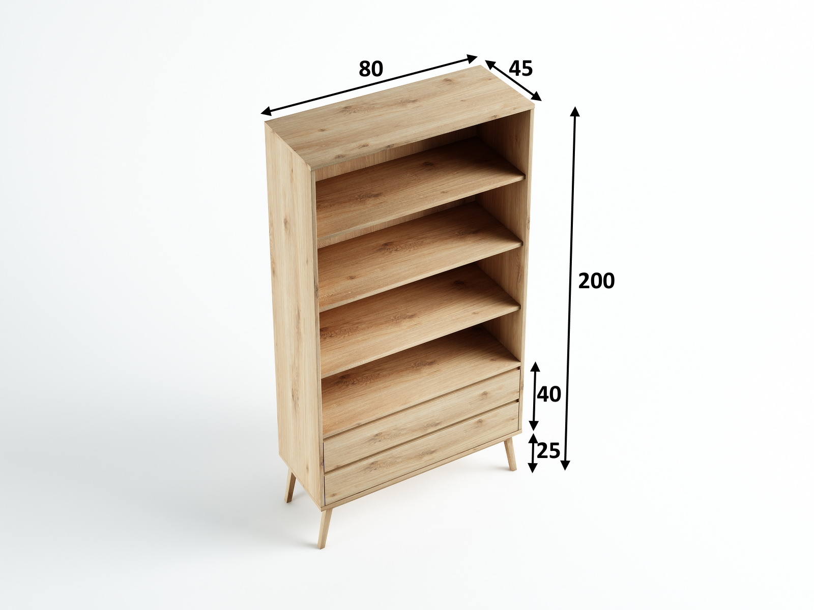 Regał 3 Madryt dziki dąb 80x200x45
