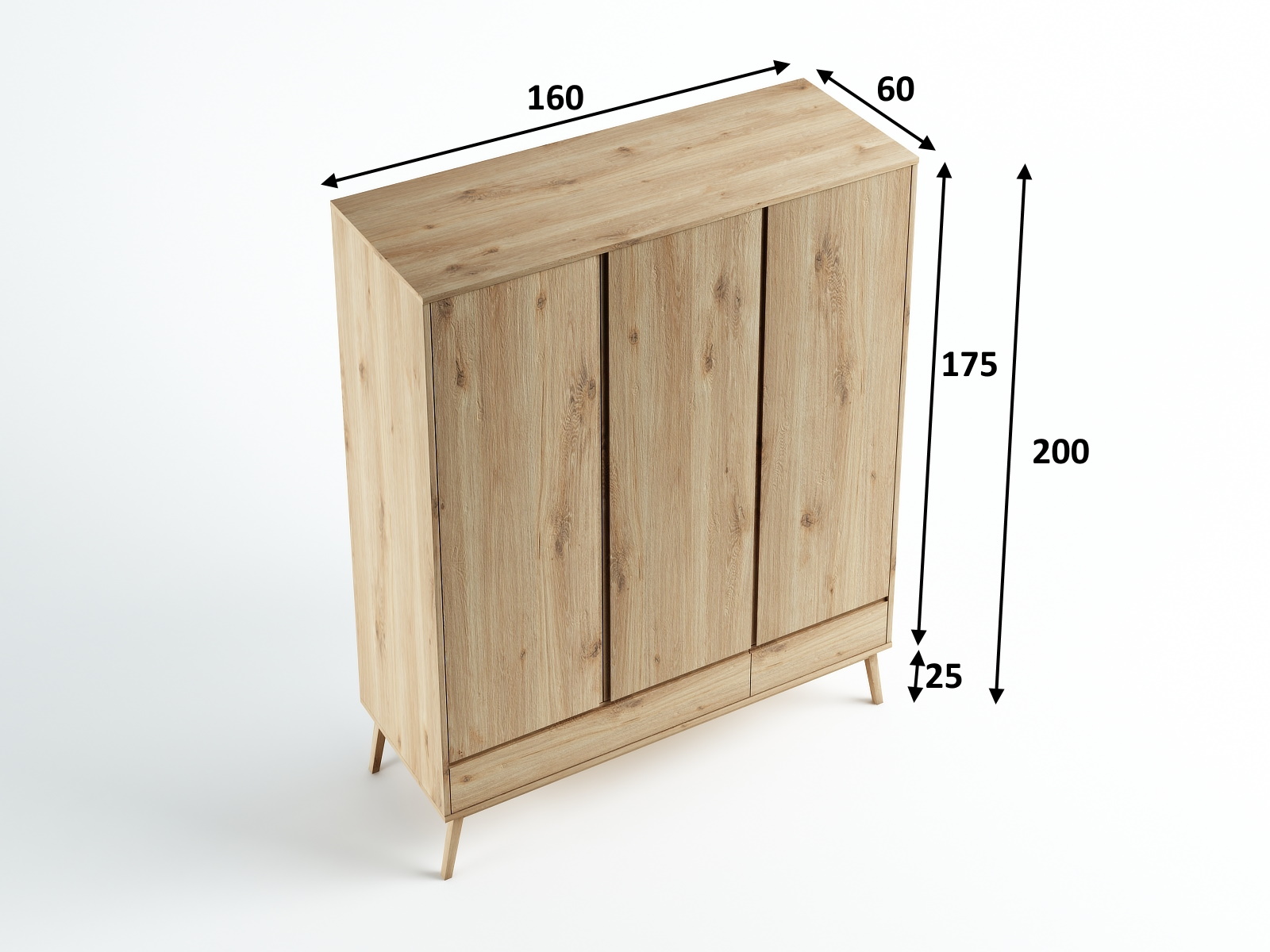 Szafa 3SZ Madryt dziki dąb 160x200x60