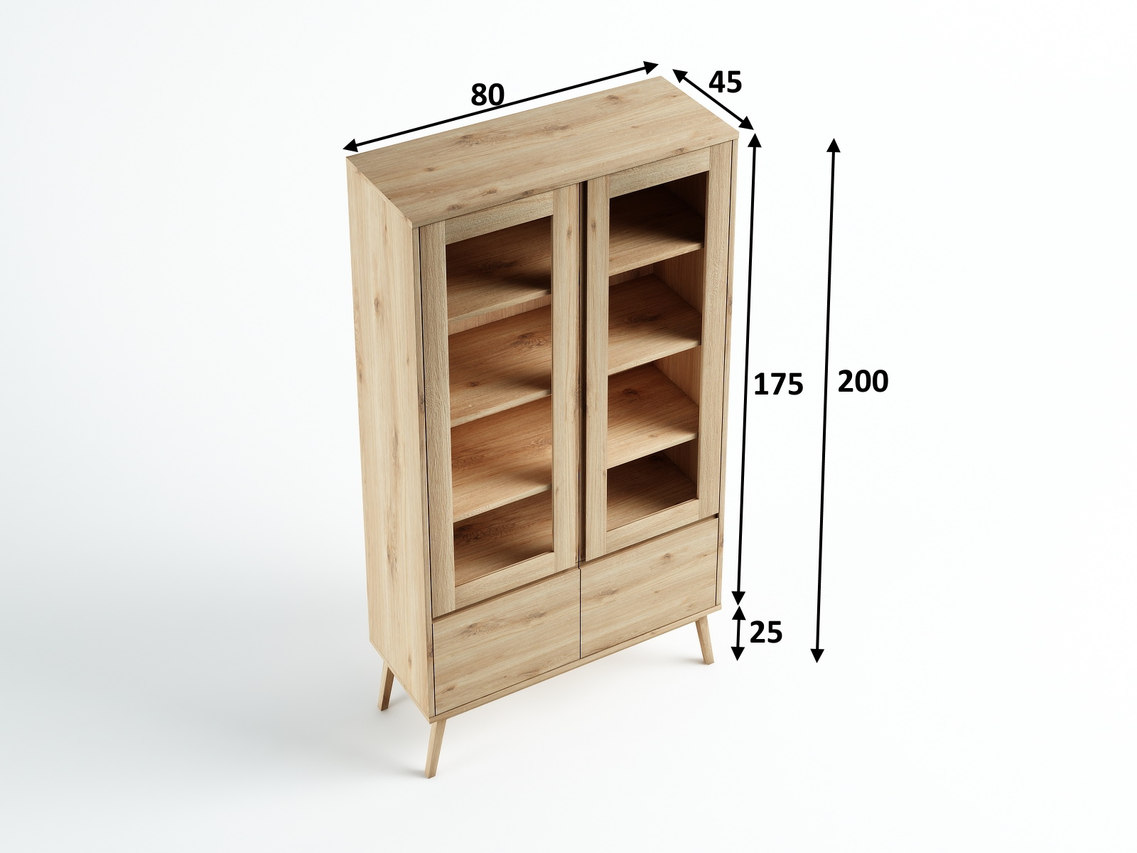 Witryna W2 Madryt dziki dąb 80x200x45
