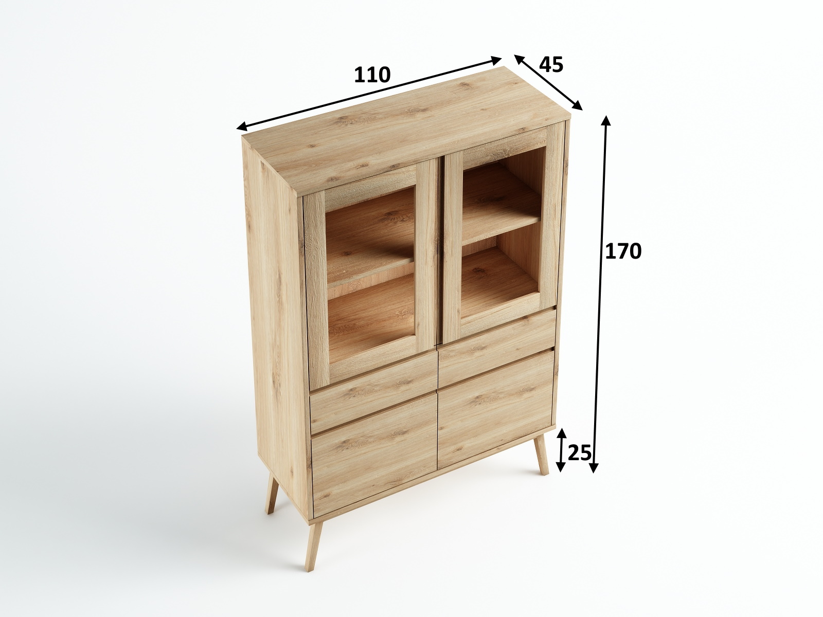 Kredens K2 Madryt 110x170x45 DZIKI DĄB RUSTIKAL OLEJ