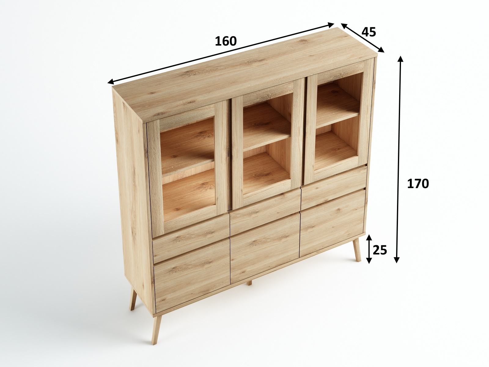 Kredens K1 Madryt 160x170x45 DZIKI DĄB RUSTIKAL OLEJ