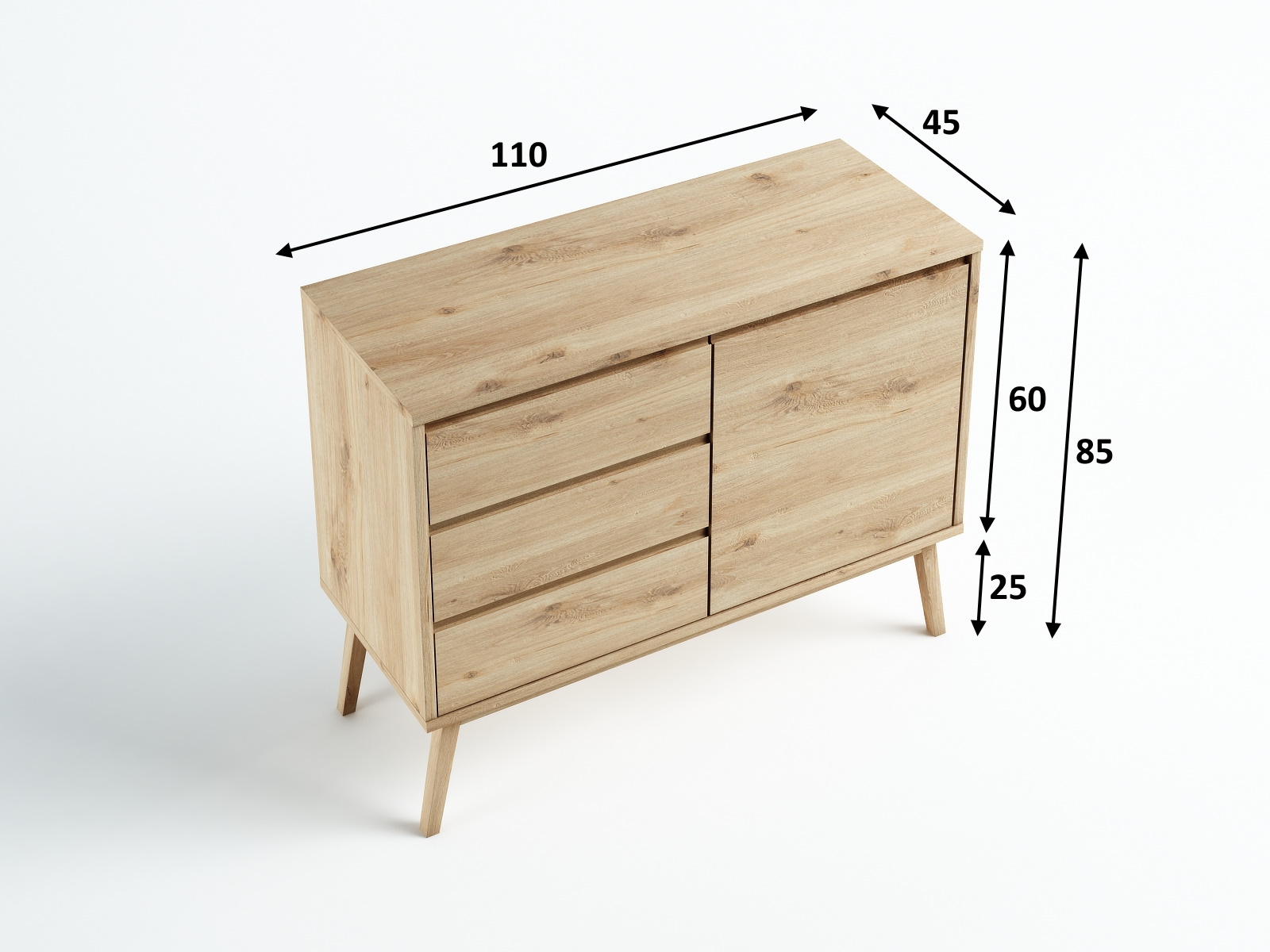 Komoda Madryt dziki dąb 110x85x45