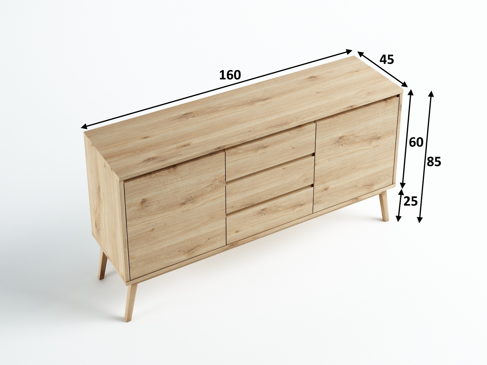 Komoda Madryt RAL dziki dąb 160x85x45
