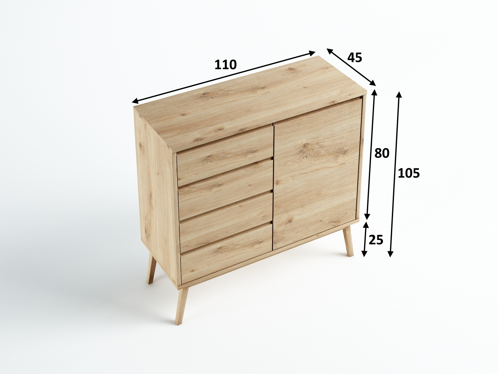 Komoda Madryt dziki dąb 110x105x45