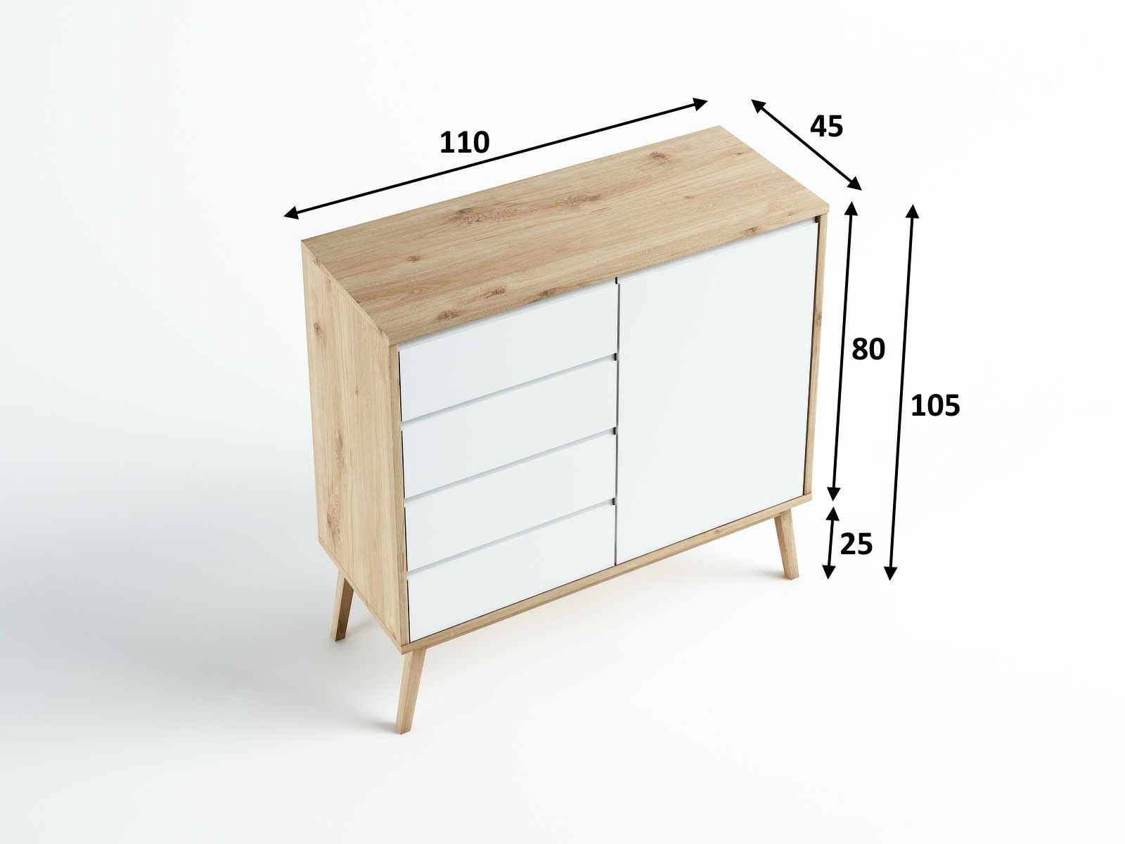 Komoda Madryt RAL dziki dąb 110x105x45